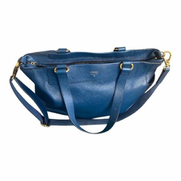 Fossil Navy Leather Shoulder Bag With Strap - Picture 4 of 12